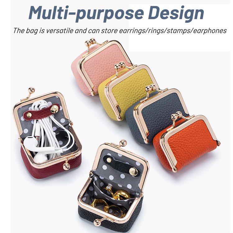 Genuine Leather Small Diamond Ring Jewelry Coin Purse