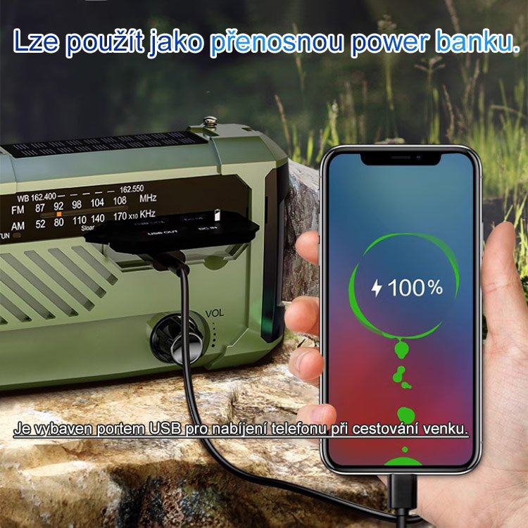 Nouzové ruční dynamo rádio