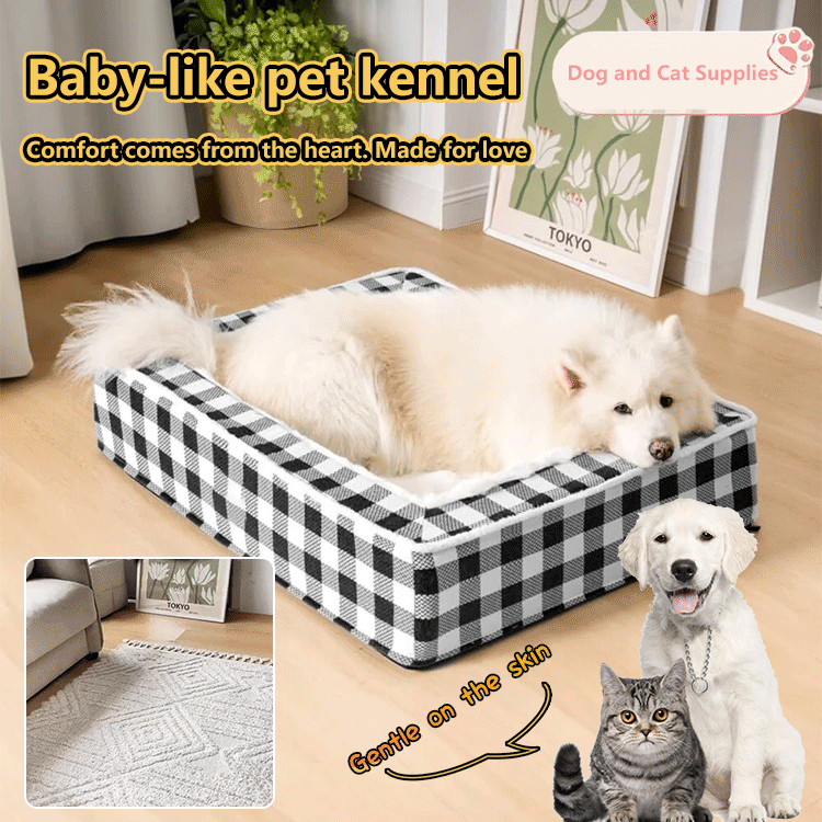 Classic Plaid Comfortable Calming Dog Bed