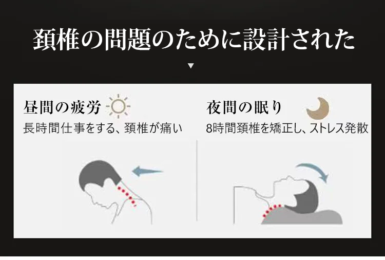 首をしっかり支える頚椎牽引ケア枕の使用例
