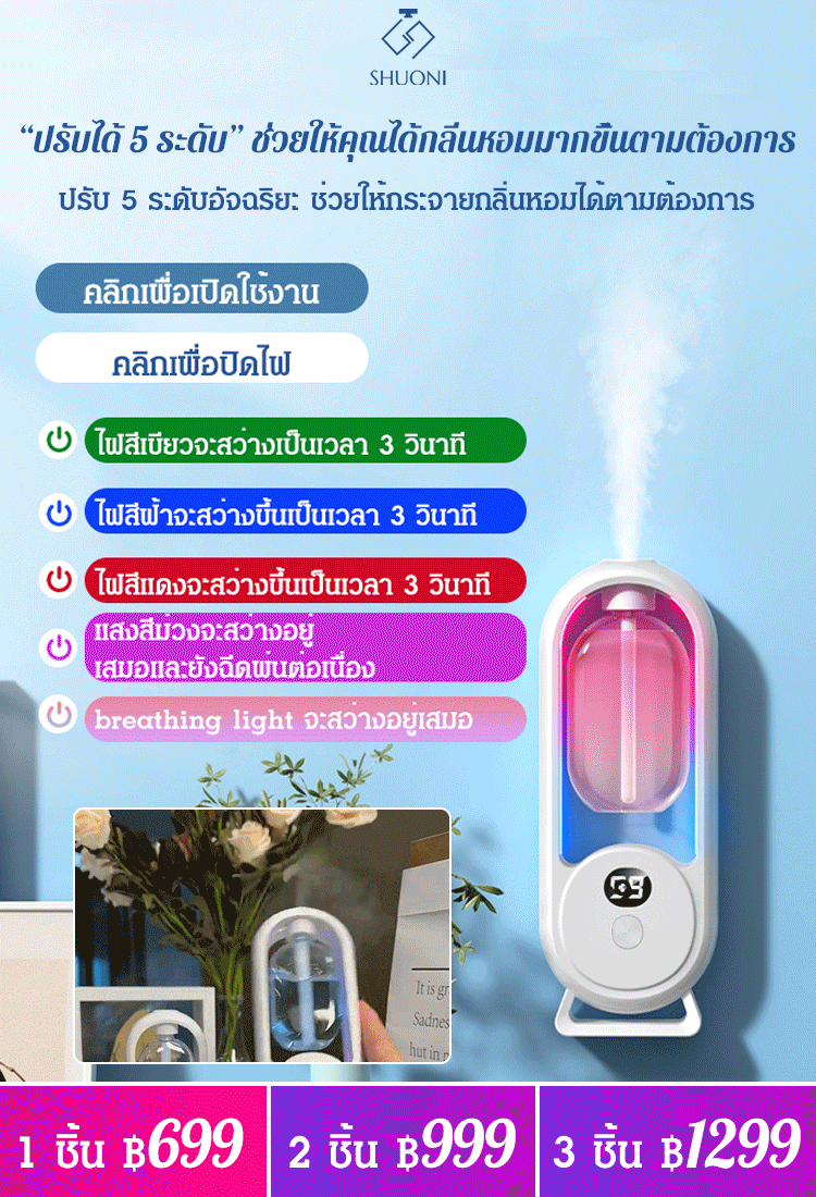 เครื่องพ่นอโรมาในบ้าน ความจุใหญ่