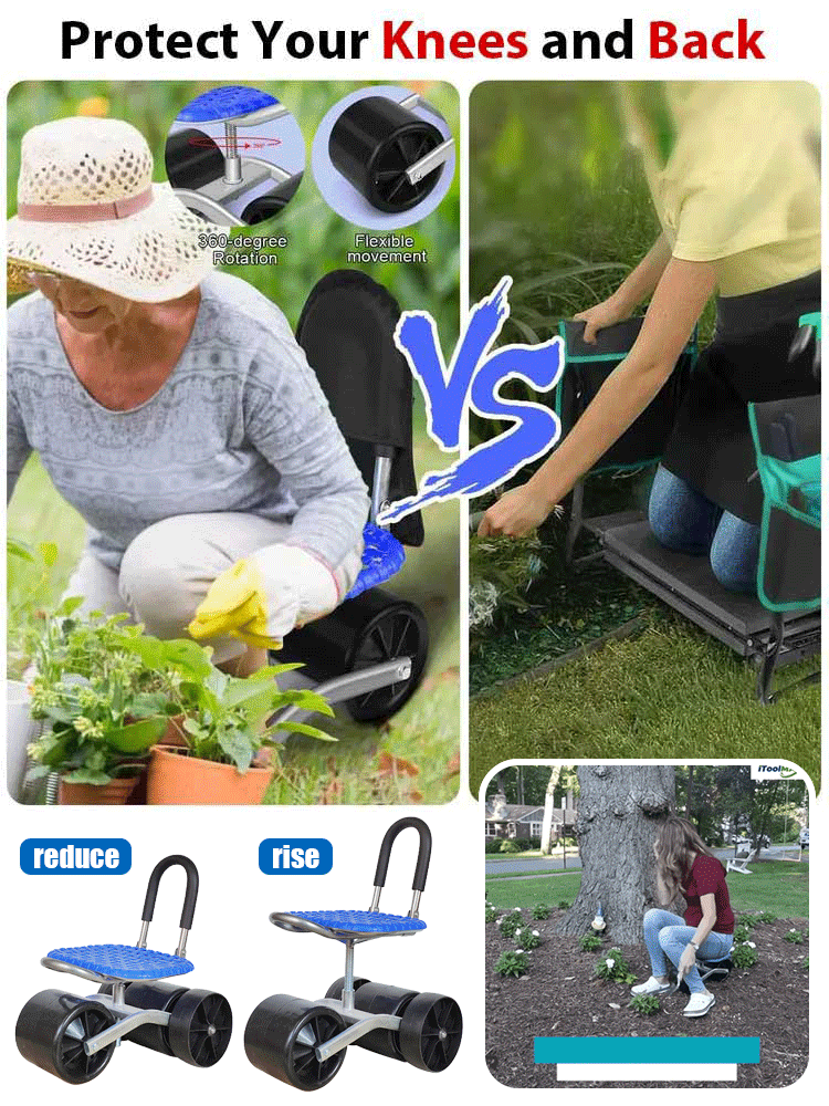 360-degree rotating and lifting garden work chair