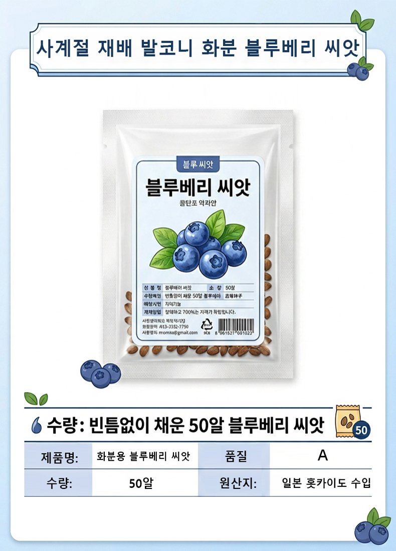 【천연 약재 창고】사계절 재배 가능한 발코니 화분 블루베리 씨앗
