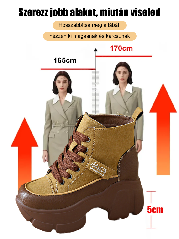 Sokoldalú lábszárközépig érő csizma testemelésre és karcsúsításra