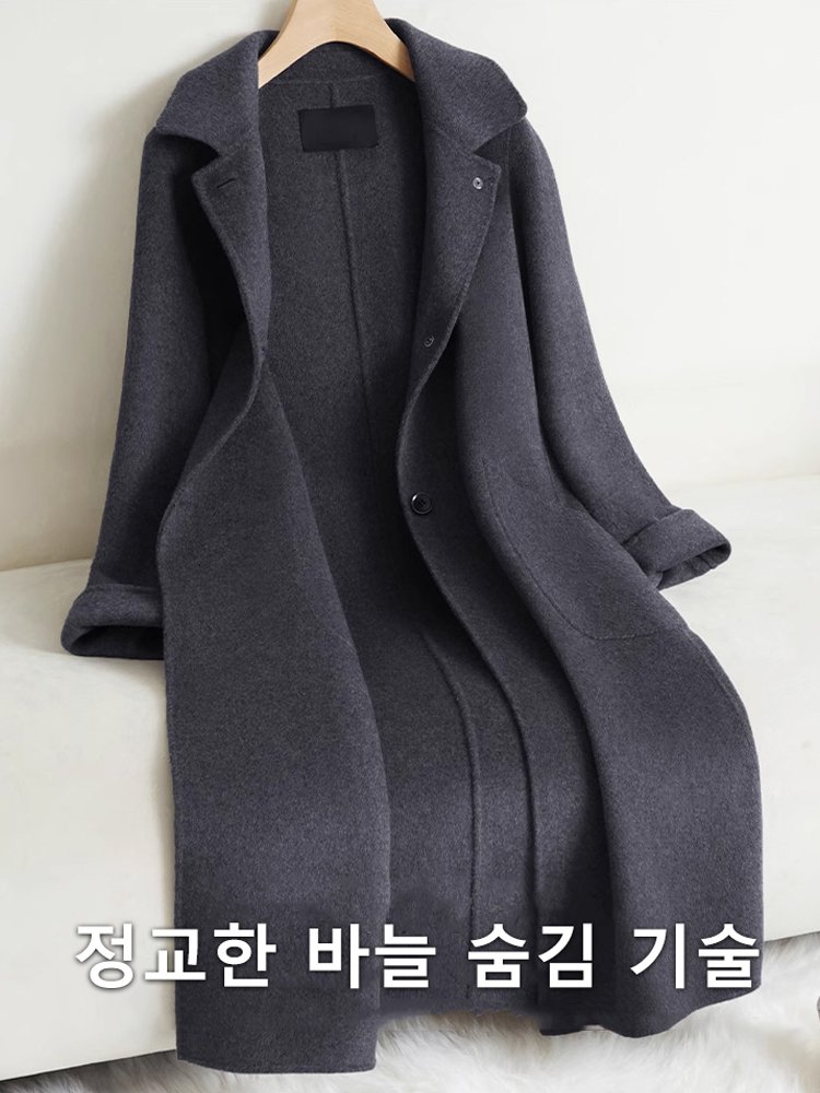 2025 봄가을 신상 한국 스타일 고급감 롱 모직코트