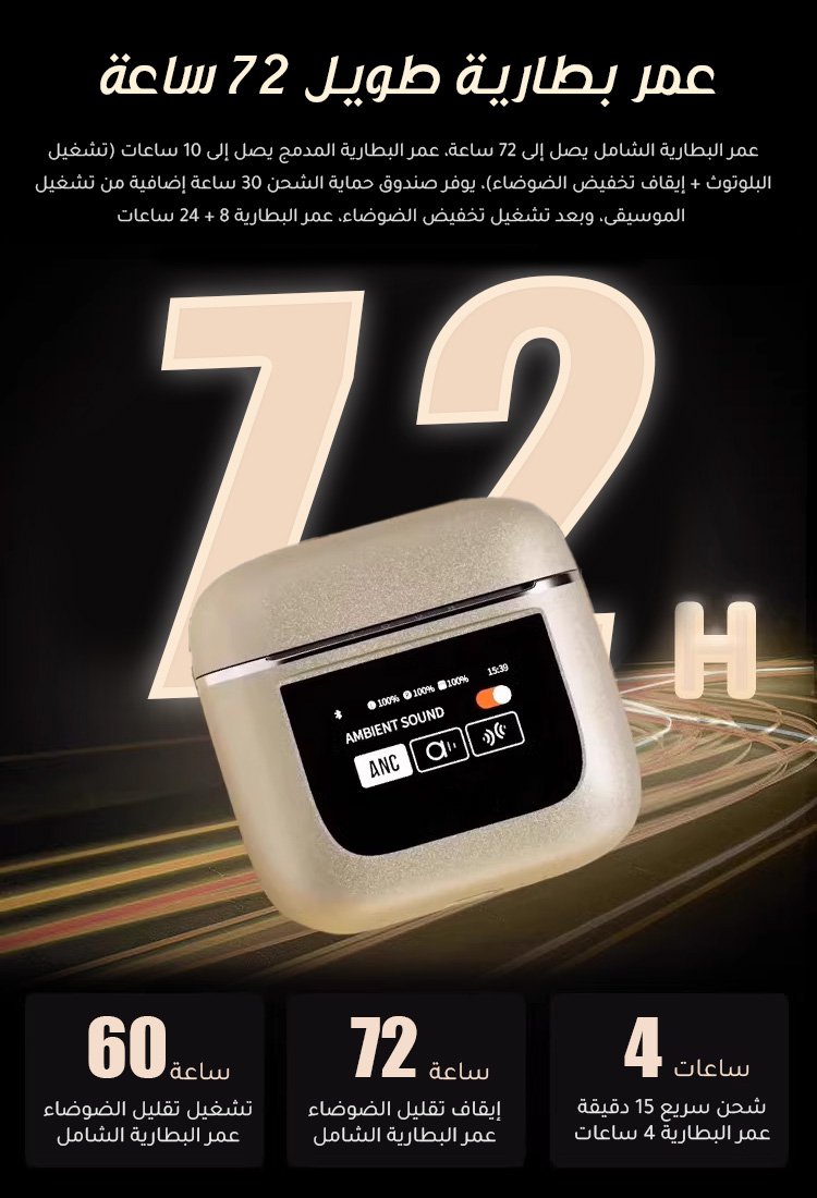 سماعات البلوتوث الذكية مع شاشة ملونة ووظيفة إلغاء الضوضاء النشط من أوروبا وأمريكا