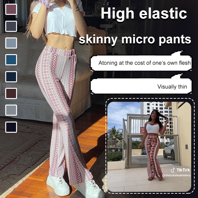 High-Elasticity Slim-Fit Flared Pants in Color for Women