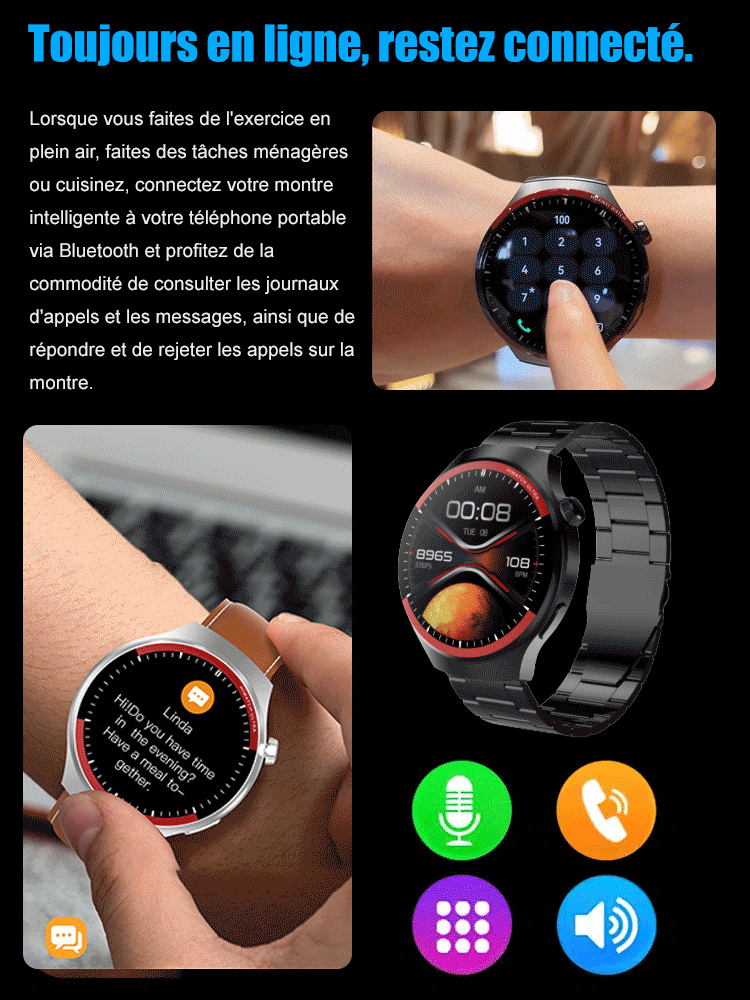 Montre intelligente à écran rond WATCH4PRO Space Research