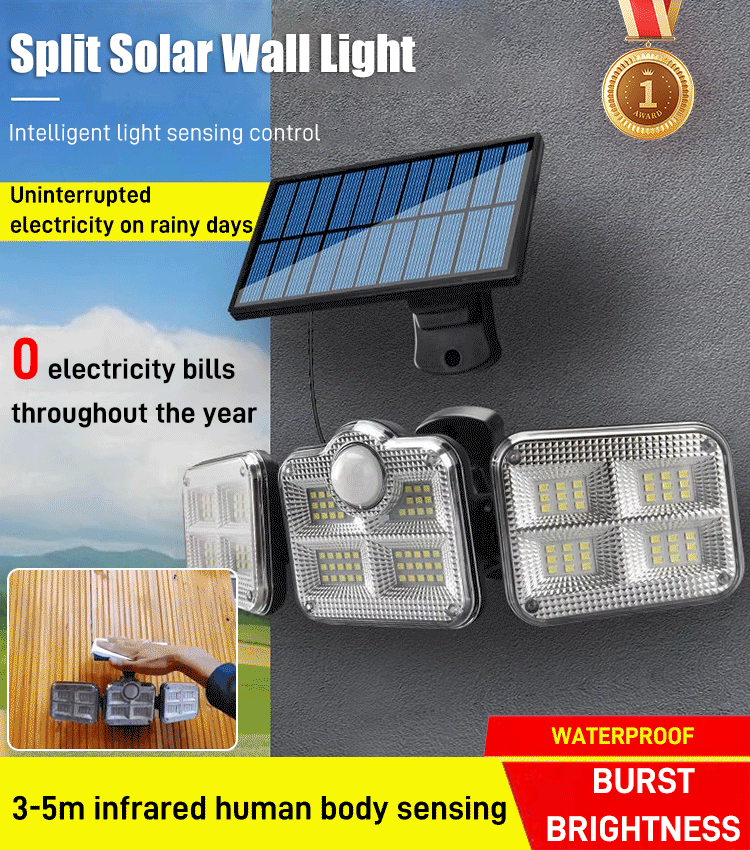 New Arrival Three Heads Solar Wall Light