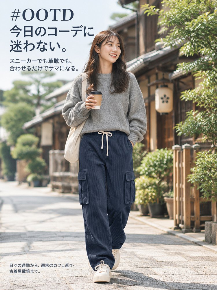 男女兼用 多ポケット コーデュロイ カジュアルパンツ