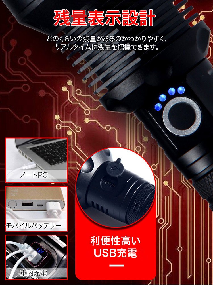 多機能ズーム式LED懐中電灯