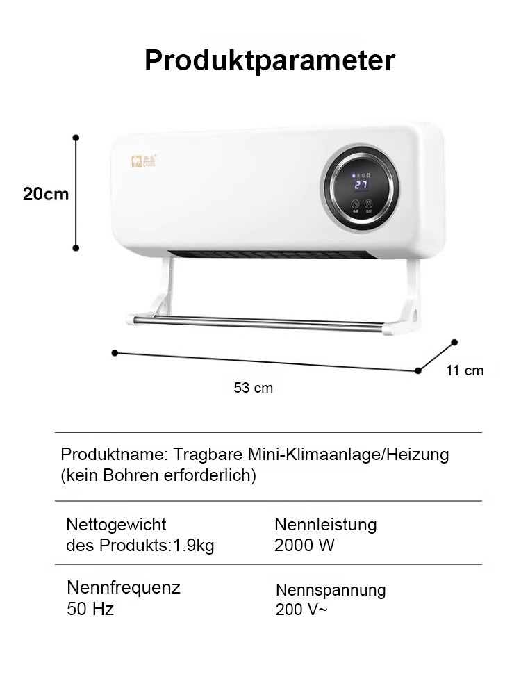 Mobiler Mini-Klimaanlagen-Heizer ohne Bohren für Zuhause