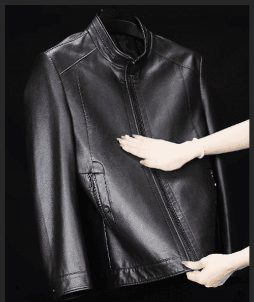 Men's sheepskin stand collar leather jacket