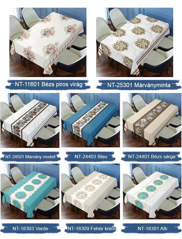 Hímzett mosásmentes vízálló és olajálló terítő