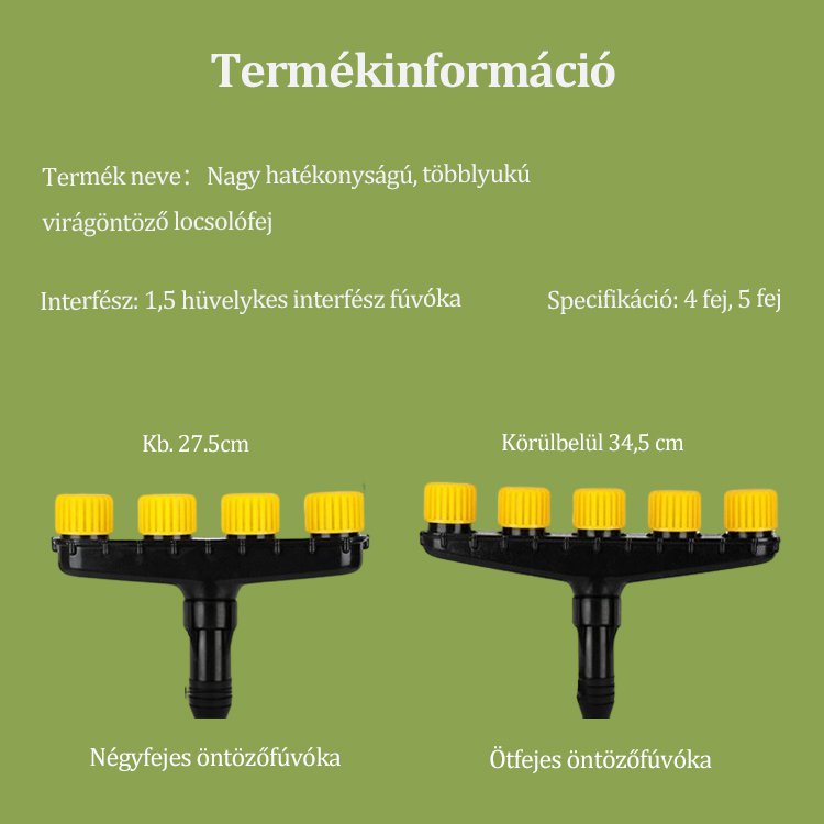 Nagy hatékonyságú többlyukú virágöntöző locsolófej