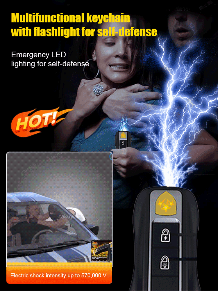 Multifunctional self-defense flashlight keychain