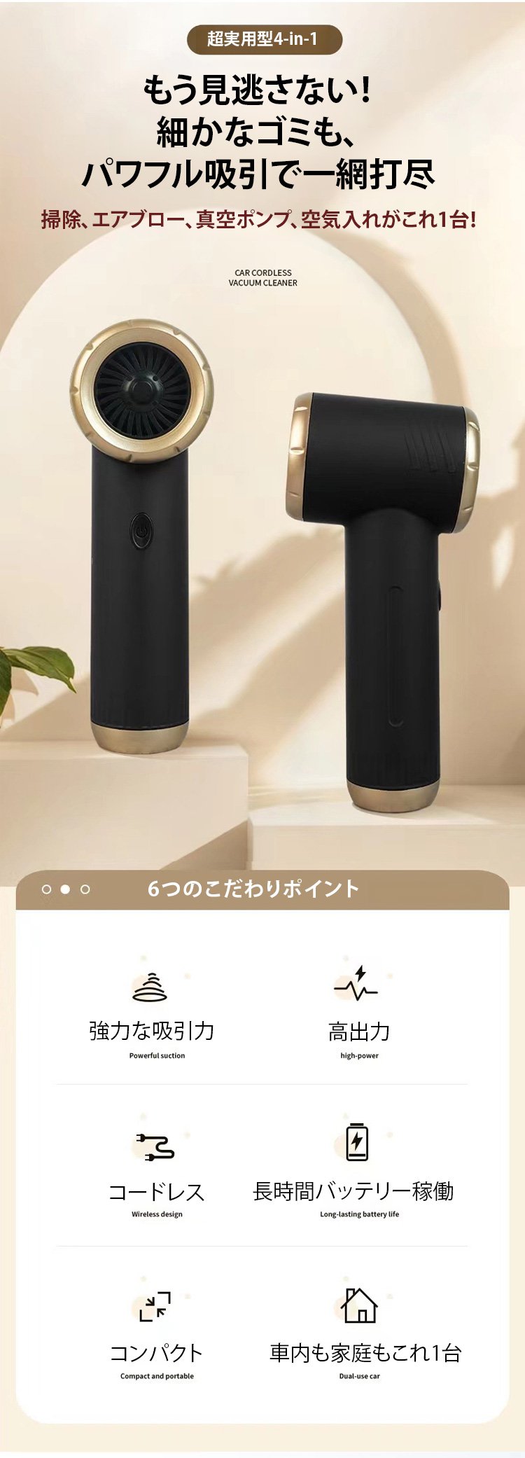 4-in-1ハンディクリーナー本体の外観