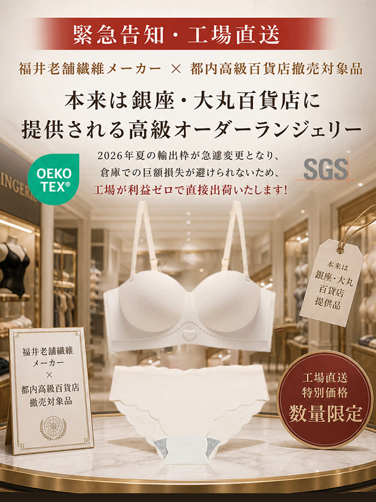 【瞬間-5℃×A→Cカップ激変】極氷糸・3Dグラビティ補正無痕ブラ＆ショーツセット
