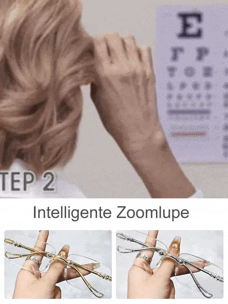 Intelligente, farbwechselnde, ultraklare, randlose Presbyopiebrille mit Zoomfunktion