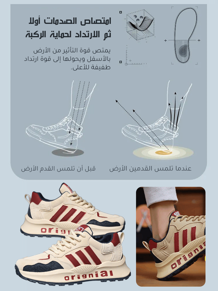 [الحذاء لا يضغط على القدمين] حذاء رياضي رجالي بجزء علوي جلدي بتصميم عتيق