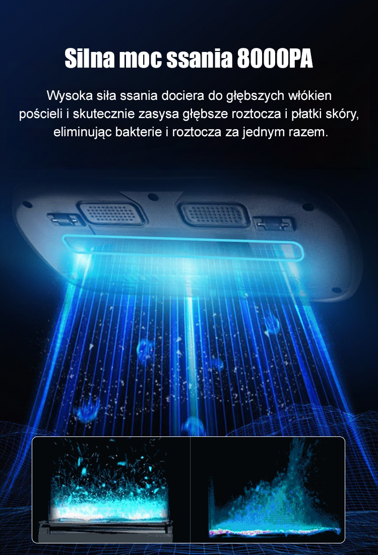 Bezprzewodowy odkażacz UV do usuwania roztoczy