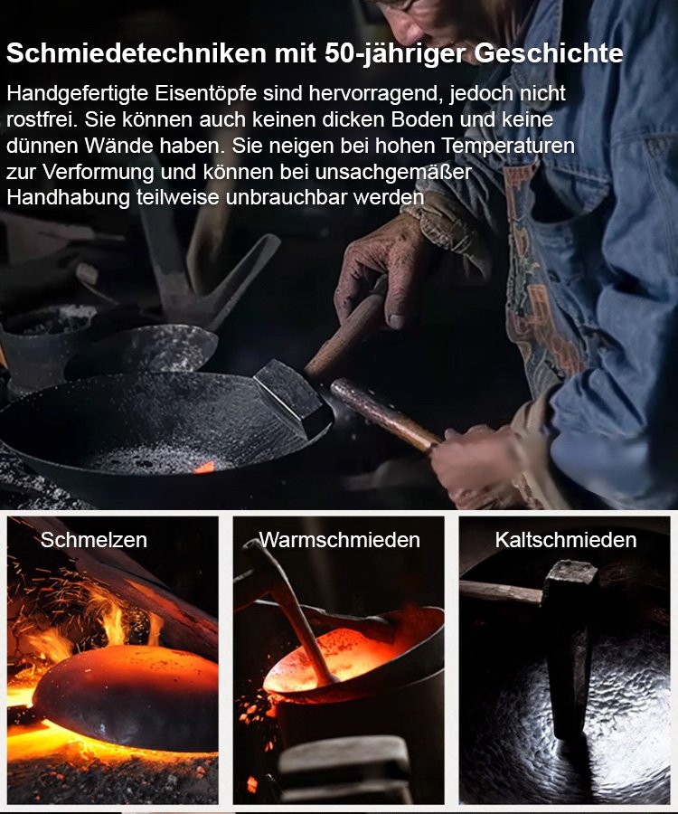 [Unbeschichtetes gesundes Kochgeschirr] Eisenauffrischendes reines Eisen Antihaft-Kochgeschirr