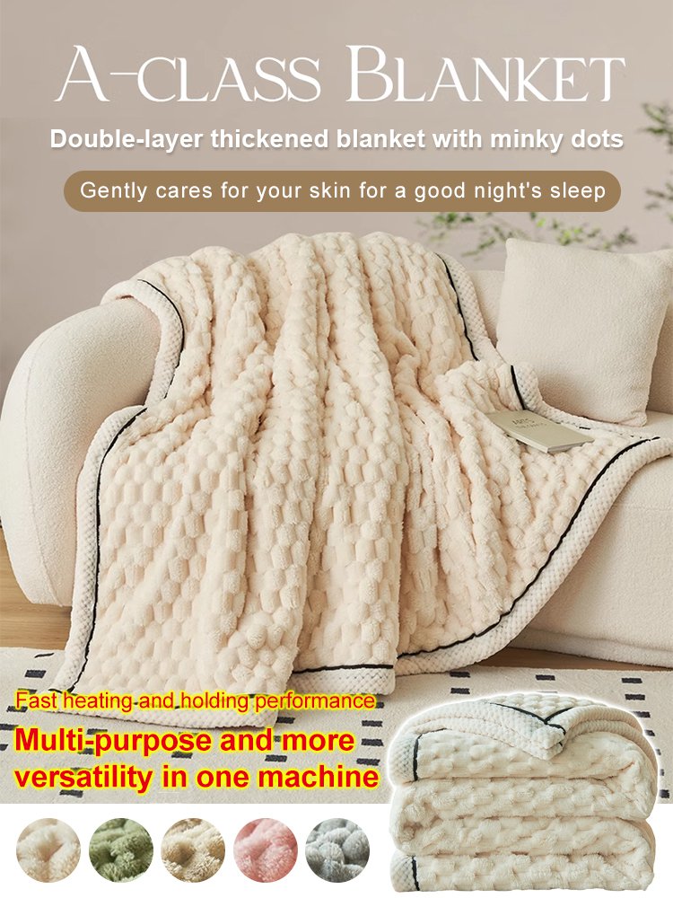 Double-layer thickened blanket with minky dots