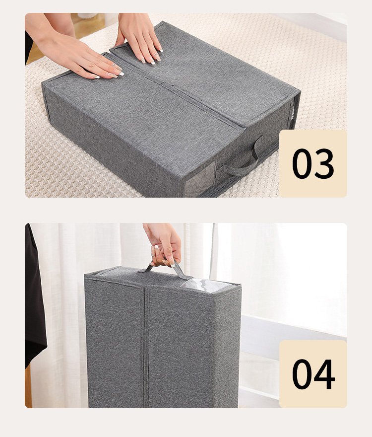 クローゼット内の布製スリム収納ボックス