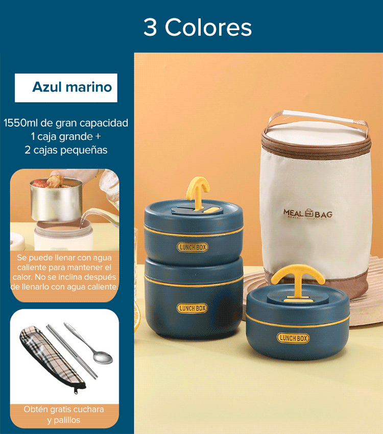 Caja de almuerzo de acero inoxidable aislada de múltiples capas 304
