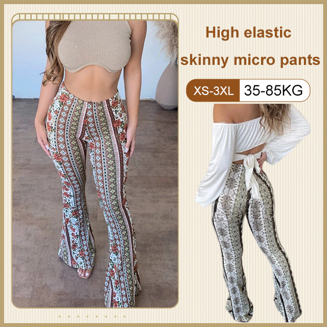 High-Elasticity Slim-Fit Flared Pants in Color for Women