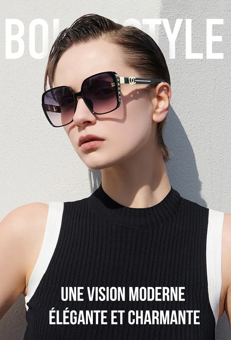 Lunettes de soleil légères de luxe à monture dorée dégradée