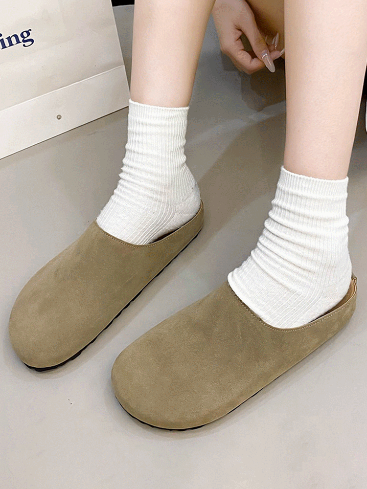 รองเท้าแตะปิดหัวพื้นนุ่มหนังแท้