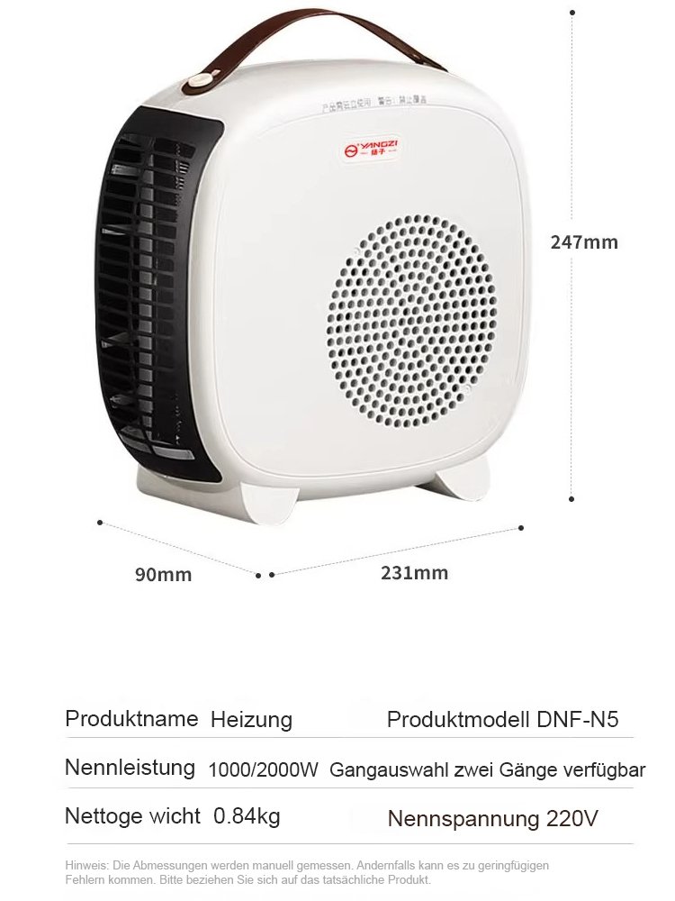 【1 kWh, das ganze Haus erwärmen】Tragbarer Heizlüfter