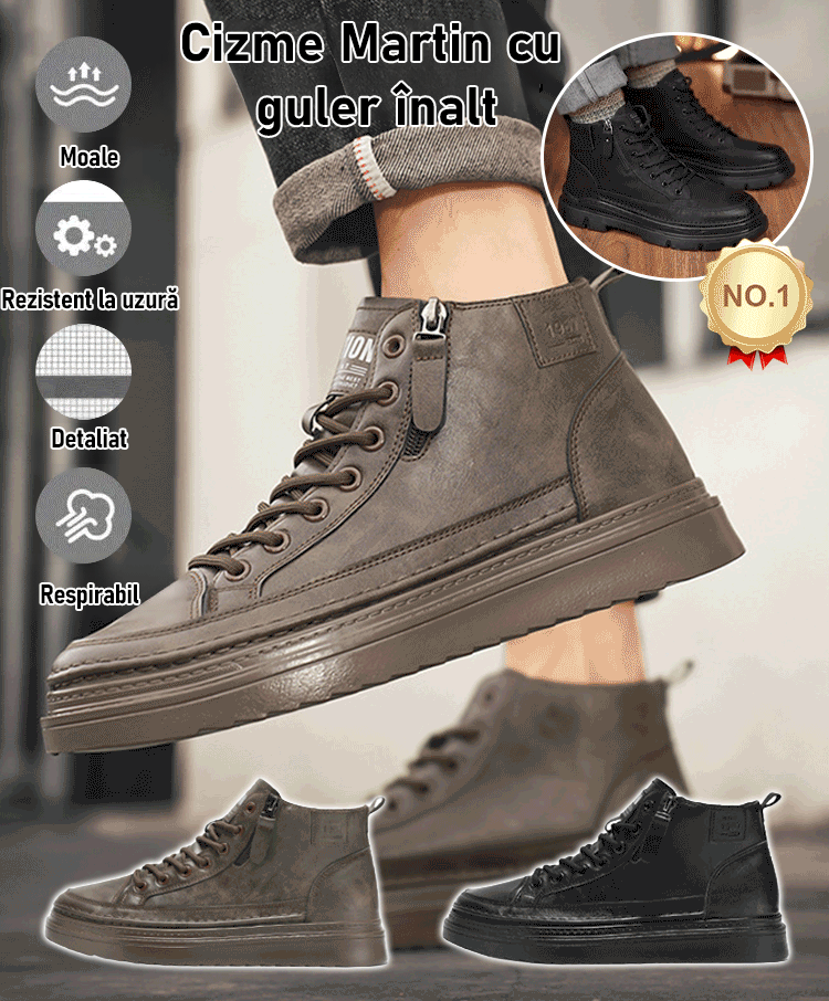【Salopeta tip dur】 Cizme Martin cu fermoar înalt bărbat