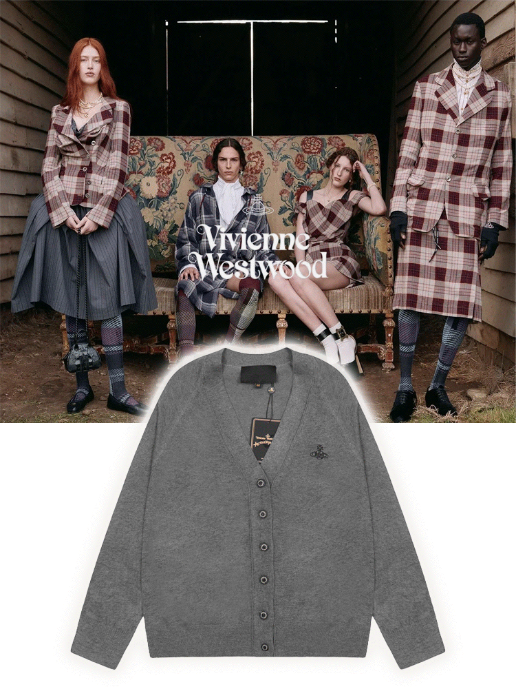 【土星刺繍】Vネックニットカーディガン女性用