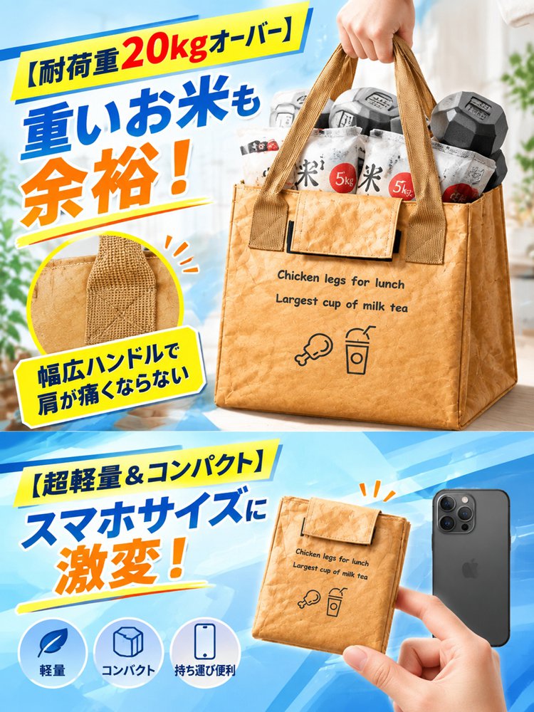 【保温・保冷】大容量・防水ランチバッグ