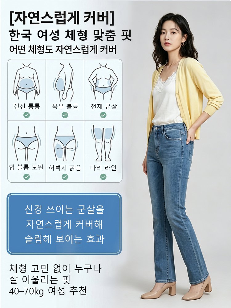【체형에 맞춘 핏】하이웨이스트 스트레이트 핏 여성 데님 팬츠