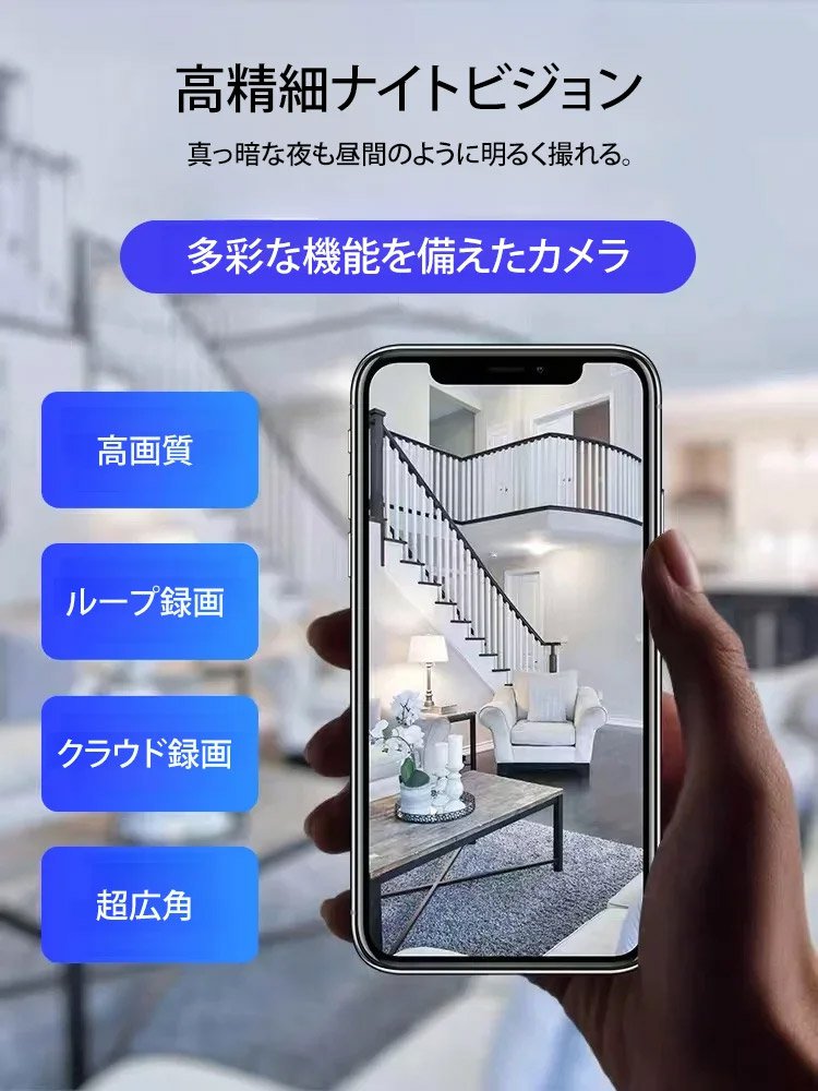 【家族と財産の安全を守る】ミニサイズ高精細カメラ、生涯バッテリーレス、配線不要！