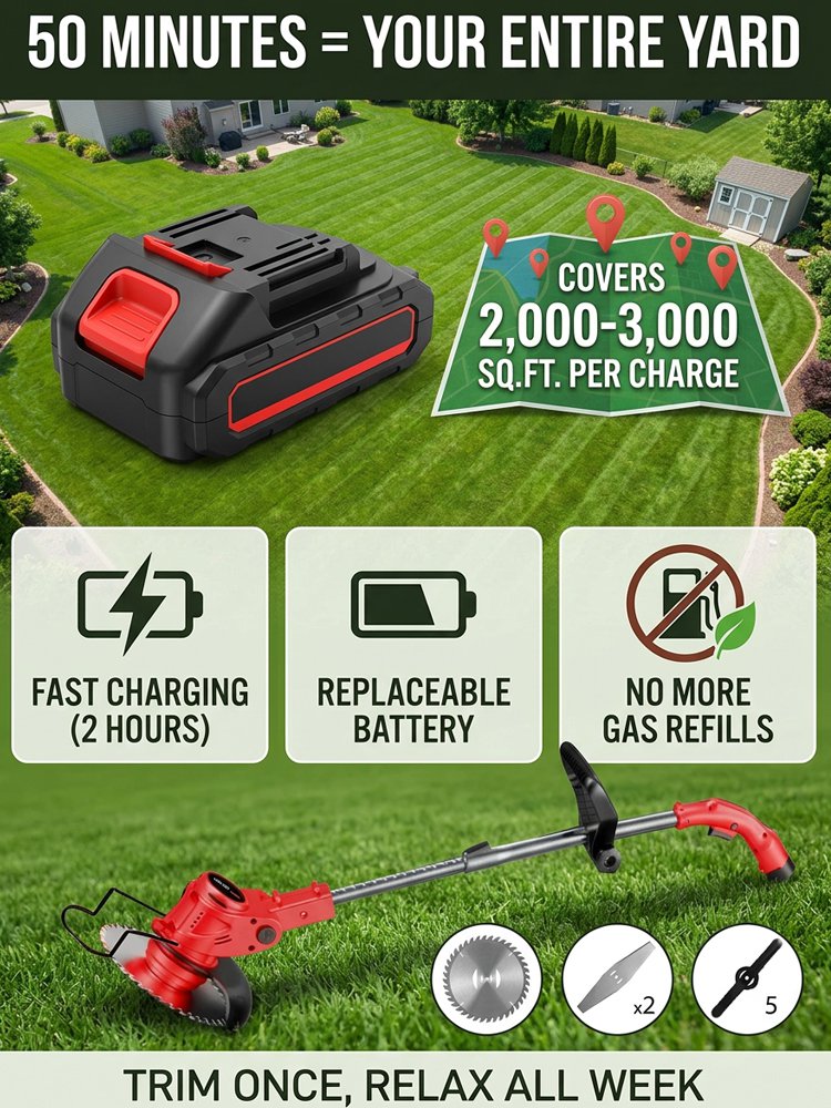 【Ultra-long Endurance】 Electric Folding Lawn Mower