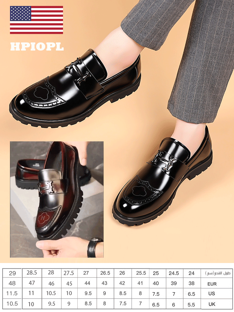 حذاء جلد أمريكي معتق مريح بلون غير لامع للرجال