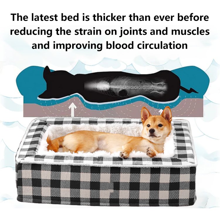 Classic Plaid Comfortable Calming Dog Bed