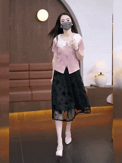 ビッグカラー半袖ブラウス