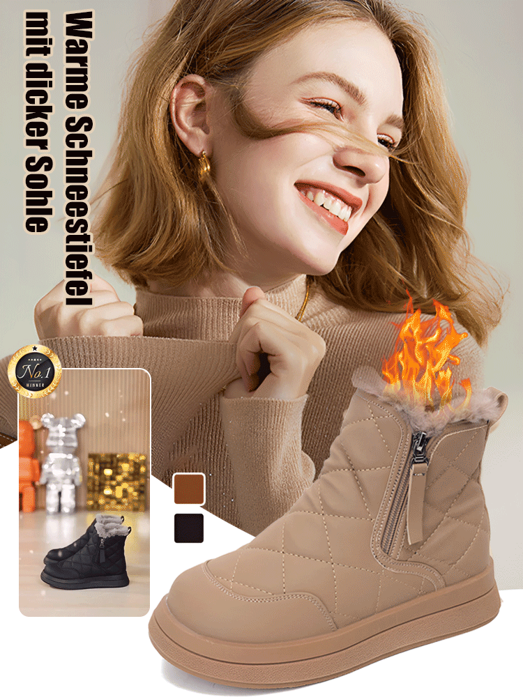 Plüschgefütterte Schneestiefel mit dicker Sohle