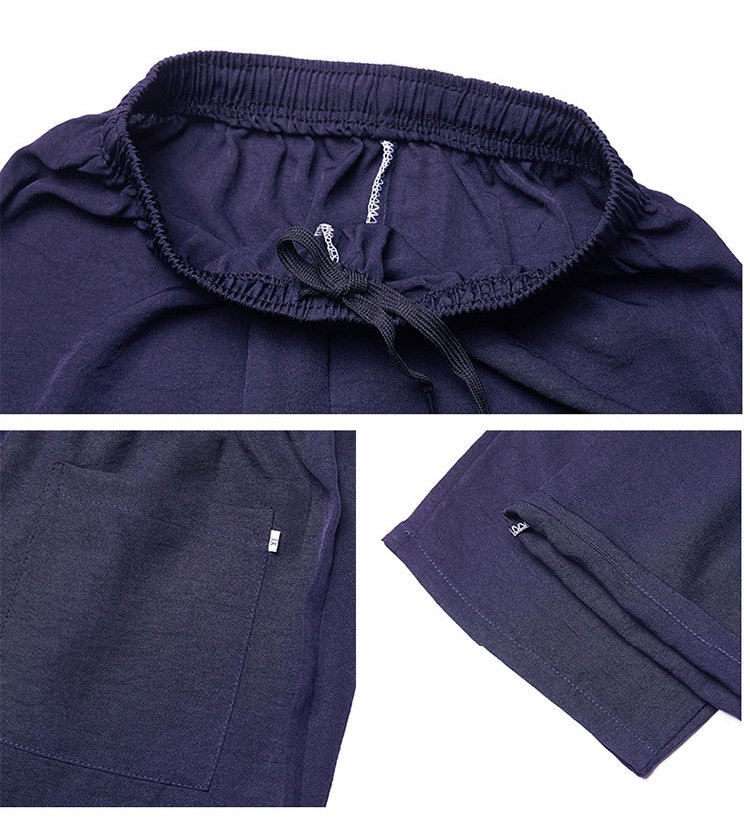 シンプルデザインの綿麻上下セット詳細画像