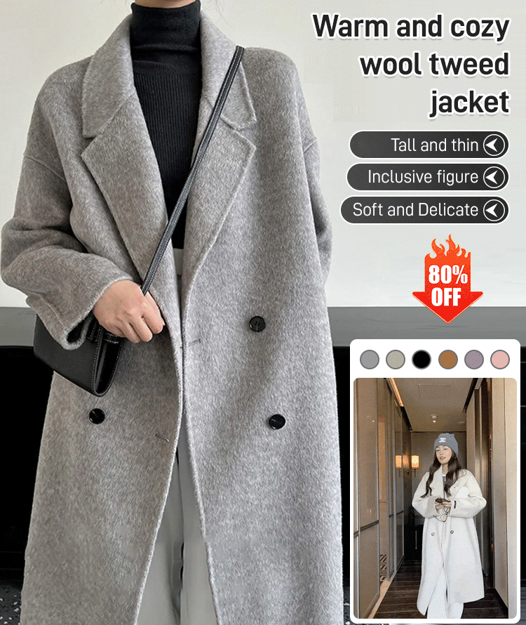 Medium-length thickened tweed jacket women