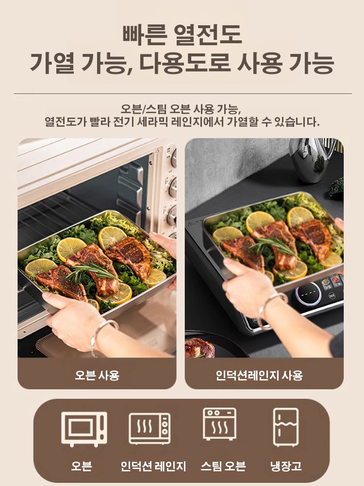 다용도 스테인리스 뚜껑이 있는 직사각형 식재료 용기