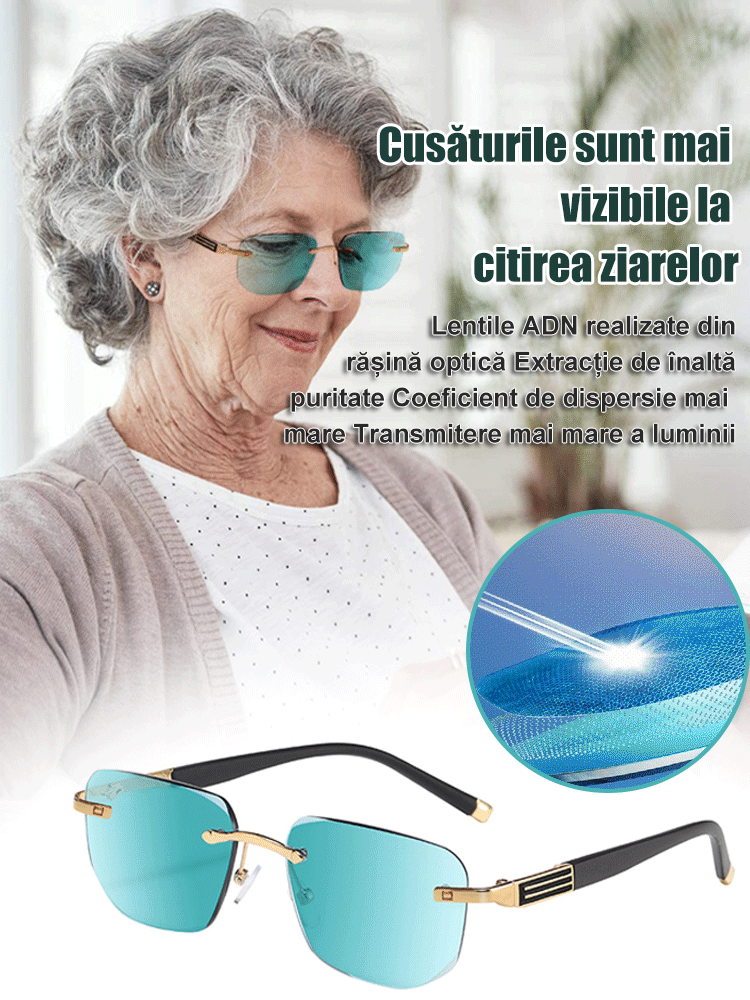 Ochelari de citit la modă fără ramă de diamant