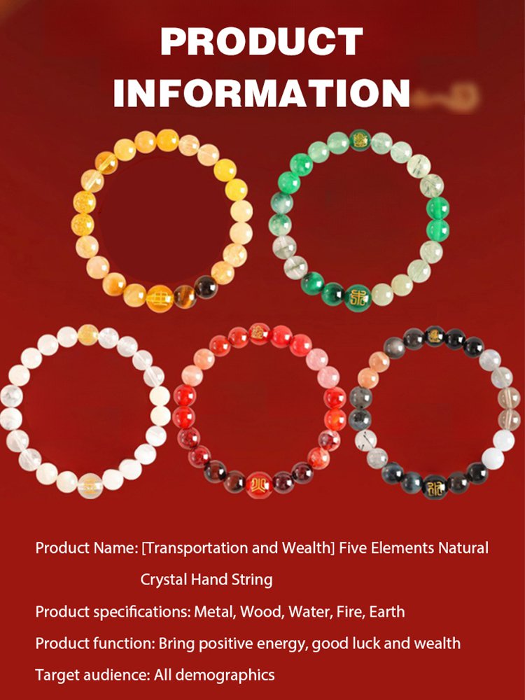Five-element natural crystal bracelet