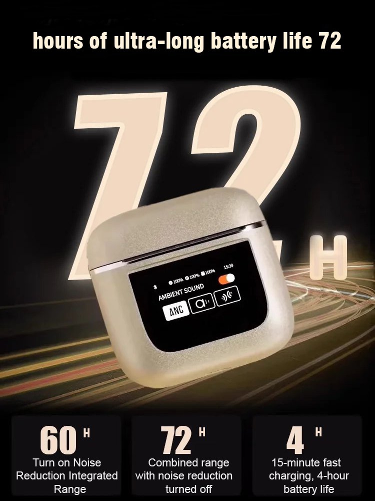 Full intelligent color screen active noise cancelling Bluetooth headset