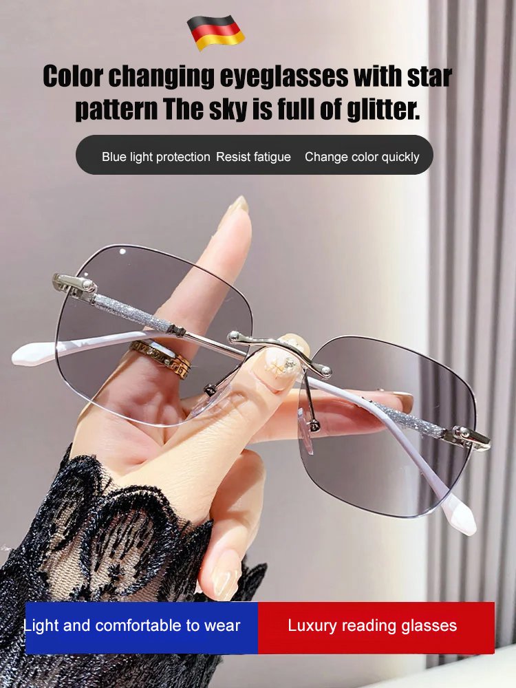 High-grade photochromic reading glasses with starry sky